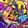 Diamond Painting Vissen In Zee van Kleur HP Design voorbeeldafbeelding van het volledige ontwerp