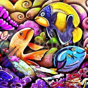 Diamond Painting Vissen In Zee van Kleur HP Design voorbeeldafbeelding van het volledige ontwerp
