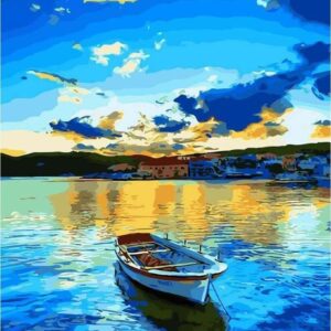 Diamond Painting Visserboot Kunst voorbeeldafbeelding van het volledige ontwerp