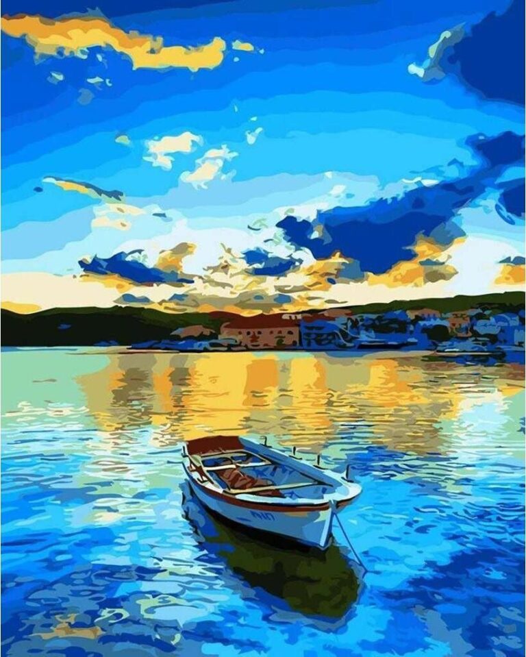 Diamond Painting Visserboot Kunst voorbeeldafbeelding van het volledige ontwerp