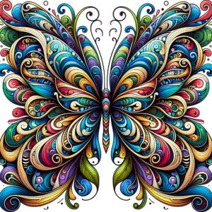 Diamond Painting Vlinder Mandala voorbeeldafbeelding van het volledige ontwerp