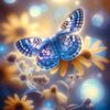 Diamond Painting Vlinder Met Bloem voorbeeldafbeelding van het volledige ontwerp
