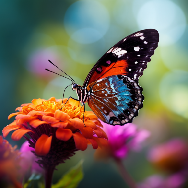 Diamond Painting Vlinder op een bloem voorbeeldafbeelding van het volledige ontwerp