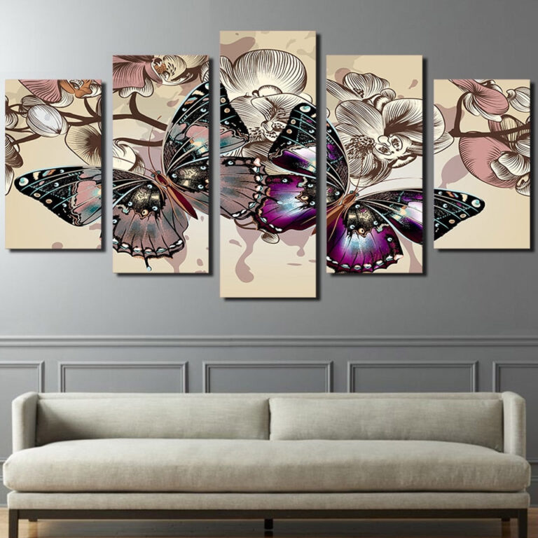 Diamond Painting Vlinders 5 Luiken voorbeeldafbeelding van het volledige ontwerp