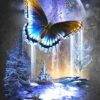 Diamond Painting Vlinders Bij Maan voorbeeldafbeelding van het volledige ontwerp