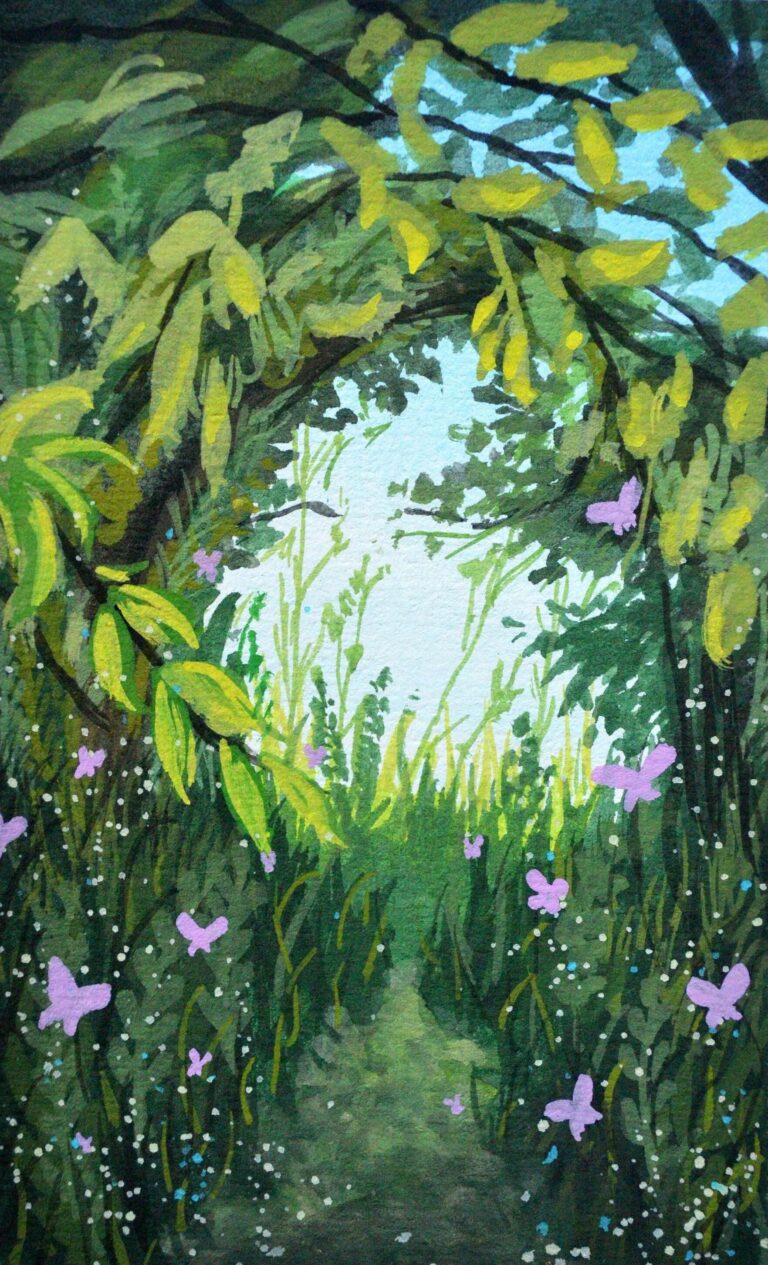 Diamond Painting Vlinders In Groene Jungle voorbeeldafbeelding van het volledige ontwerp