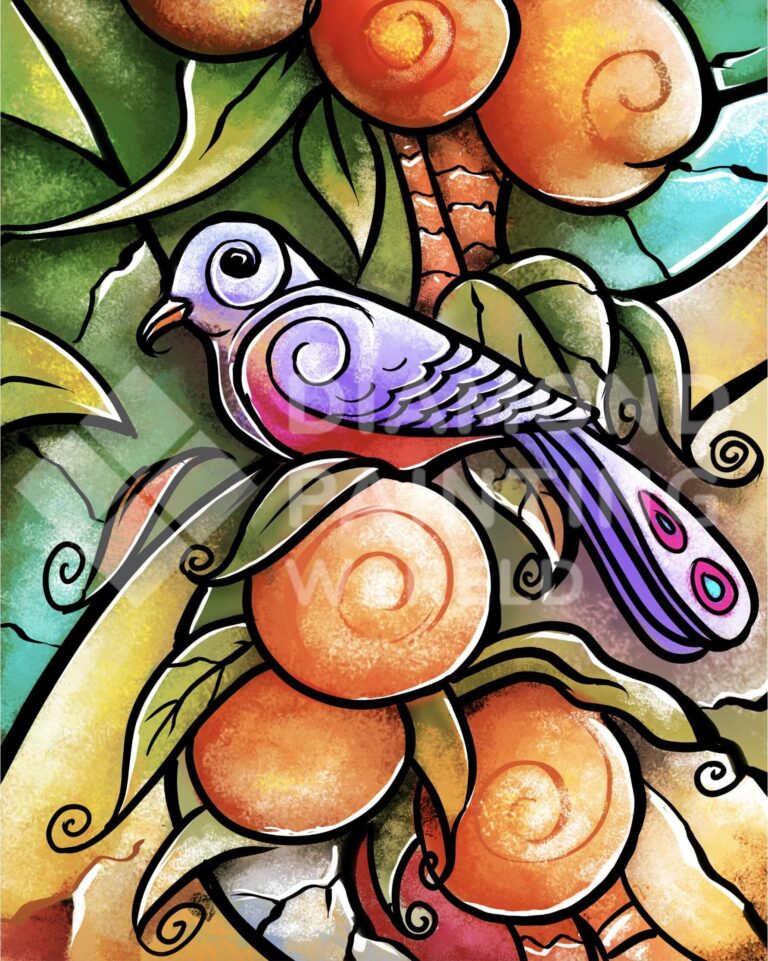 Diamond Painting Vogel In Een Boom HP Design voorbeeldafbeelding van het volledige ontwerp