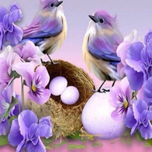 Diamond Painting Vogelnest voorbeeldafbeelding van het volledige ontwerp