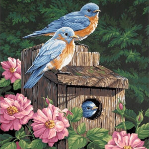 Diamond Painting Vogels voorbeeldafbeelding van het volledige ontwerp