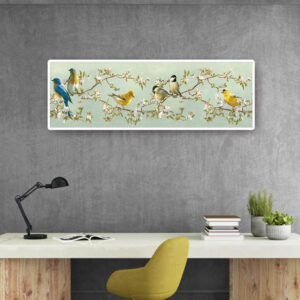 Diamond Painting Vogels Op Tak Groot Formaat voorbeeldafbeelding van het volledige ontwerp