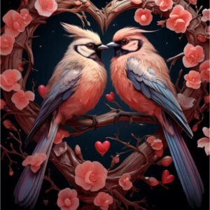 Diamond Painting Vogels van liefde voorbeeldafbeelding van het volledige ontwerp