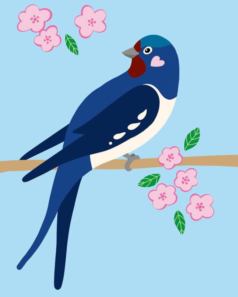 Diamond Painting Vogeltje - by Anneke Schipper voorbeeldafbeelding van het volledige ontwerp