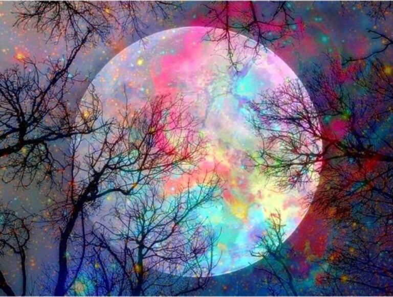 Diamond Painting Volle Maan voorbeeldafbeelding van het volledige ontwerp
