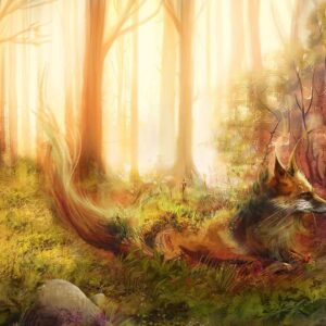 Diamond Painting Vos In Droomwereld voorbeeldafbeelding van het volledige ontwerp