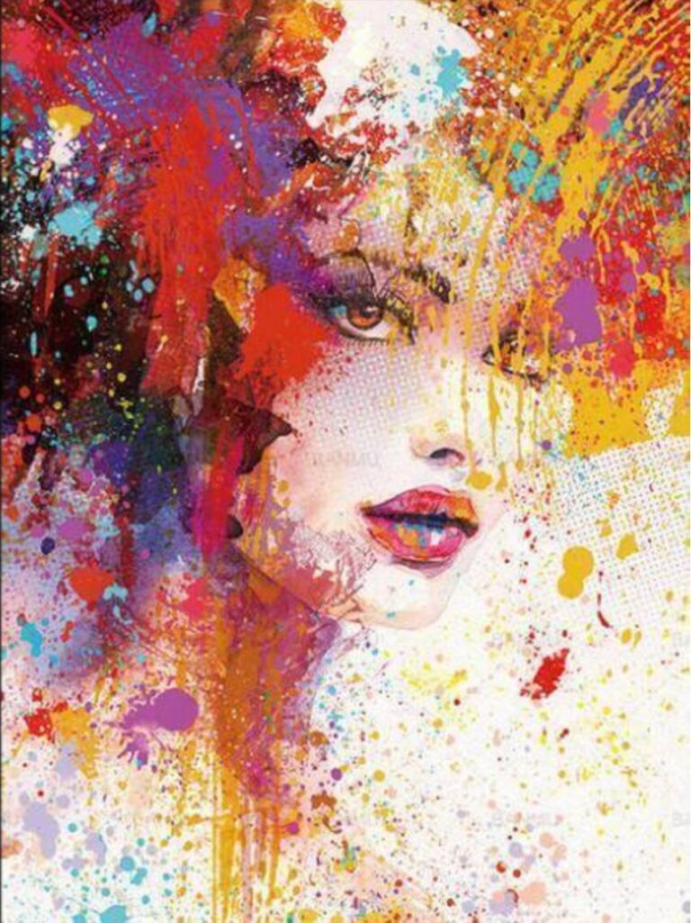 Diamond Painting Vrouw Abstract Verf voorbeeldafbeelding van het volledige ontwerp