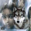 Diamond Painting Vrouw En Wolf voorbeeldafbeelding van het volledige ontwerp