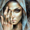 Diamond Painting Vrouw Gezicht voorbeeldafbeelding van het volledige ontwerp