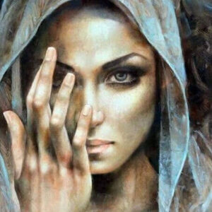 Diamond Painting Vrouw Gezicht voorbeeldafbeelding van het volledige ontwerp