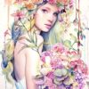 Diamond Painting Vrouw Met Bloemen voorbeeldafbeelding van het volledige ontwerp
