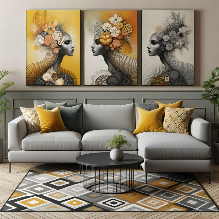 Diamond Painting Vrouw Met Bloemen 3 Luiken voorbeeldafbeelding van het volledige ontwerp
