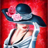 Diamond Painting Vrouw Met Hoed voorbeeldafbeelding van het volledige ontwerp
