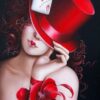 Diamond Painting Vrouw Met Hoed Rood voorbeeldafbeelding van het volledige ontwerp