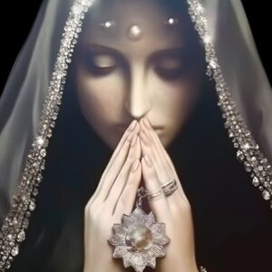 Diamond Painting Vrouw Met Kruis voorbeeldafbeelding van het volledige ontwerp