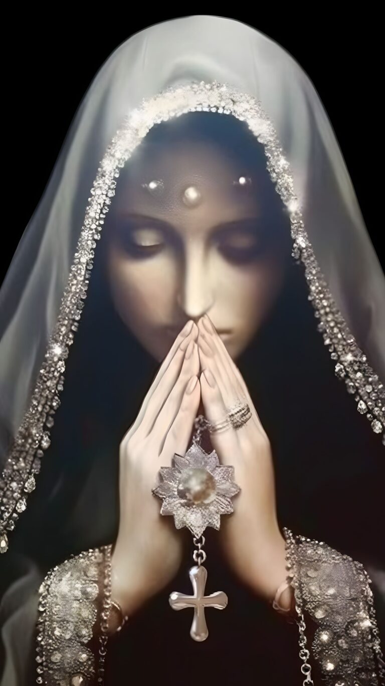 Diamond Painting Vrouw Met Kruis voorbeeldafbeelding van het volledige ontwerp