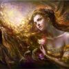 Diamond Painting Vrouw Met Roos voorbeeldafbeelding van het volledige ontwerp