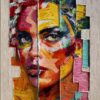 Diamond Painting Vrouw met verf op de muur voorbeeldafbeelding van het volledige ontwerp