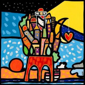 Diamond Painting Vuurtoren In De Nacht voorbeeldafbeelding van het volledige ontwerp