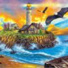 Diamond Painting Vuurtoren Zee voorbeeldafbeelding van het volledige ontwerp