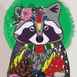 Diamond Painting Wasbeer - by Anneke Schipper voorbeeldafbeelding van het volledige ontwerp