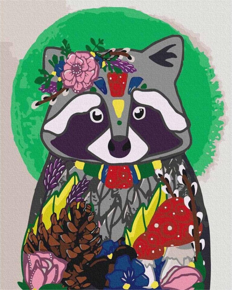 Diamond Painting Wasbeer - by Anneke Schipper voorbeeldafbeelding van het volledige ontwerp