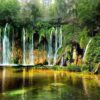 Diamond Painting - Waterval in groen bos voorbeeldafbeelding van het volledige ontwerp