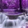 Diamond Painting - Paarse winterwaterval voorbeeldafbeelding van het volledige ontwerp