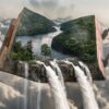 Diamond Painting Waterval 3D voorbeeldafbeelding van het volledige ontwerp