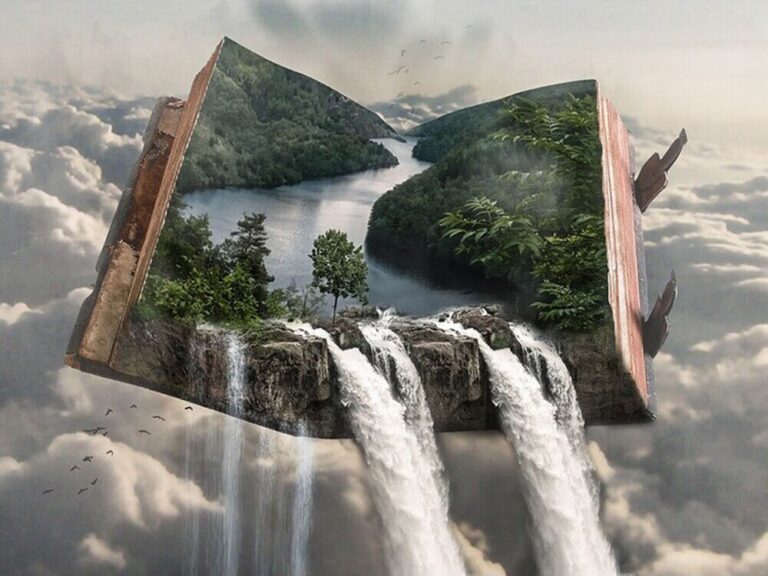 Diamond Painting Waterval 3D voorbeeldafbeelding van het volledige ontwerp
