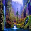 Diamond Painting - Waterval in betoverd bos voorbeeldafbeelding van het volledige ontwerp