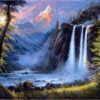 Diamond Painting - Bergwaterval bij maanlicht voorbeeldafbeelding van het volledige ontwerp
