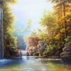 Diamond Painting - Boswaterval in herfstzon voorbeeldafbeelding van het volledige ontwerp