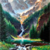 Diamond Painting Waterval Bergen Sneeuw voorbeeldafbeelding van het volledige ontwerp