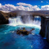 Diamond Painting Waterval Blauw Water voorbeeldafbeelding van het volledige ontwerp