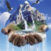 Diamond Painting Waterval In Hand voorbeeldafbeelding van het volledige ontwerp