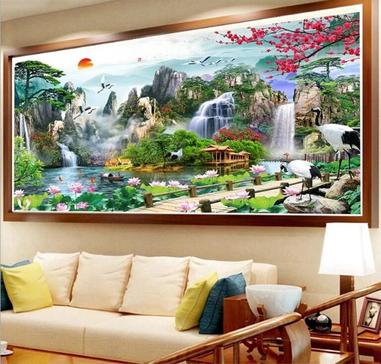 Diamond Painting Waterval XL Natuur voorbeeldafbeelding van het volledige ontwerp