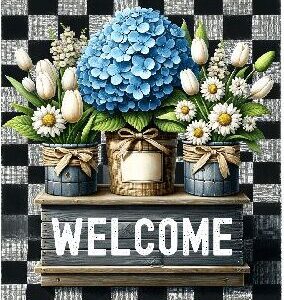 Diamond Painting Welkom Lente voorbeeldafbeelding van het volledige ontwerp