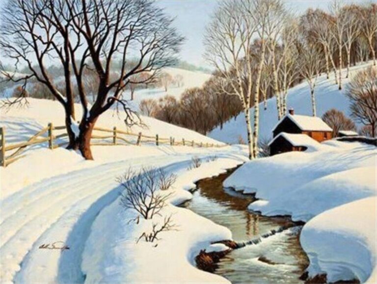 Diamond Painting Winter voorbeeldafbeelding van het volledige ontwerp