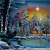 Diamond Painting Winter Blokhut Sneeuw voorbeeldafbeelding van het volledige ontwerp
