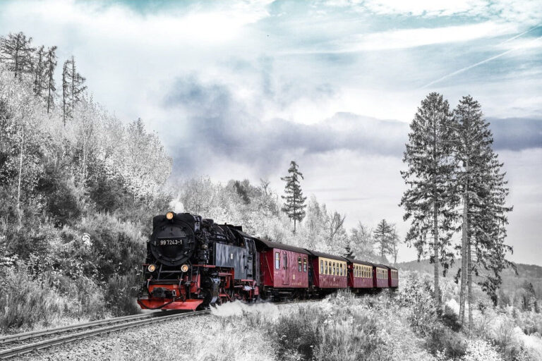 Diamond Painting Winter Express voorbeeldafbeelding van het volledige ontwerp
