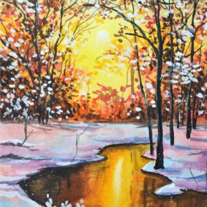 Diamond Painting Winter Woods voorbeeldafbeelding van het volledige ontwerp